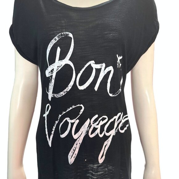 Apt. 9 Tops - APT 9 Bon Voyage T-Shirt Black Rayon Cuffed Cap Sleeves Size M